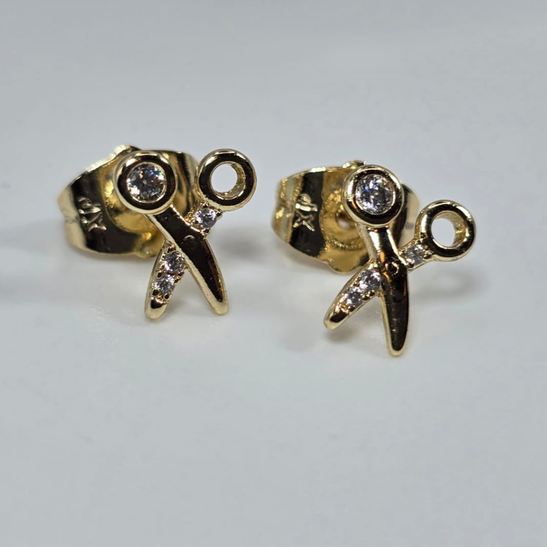 Tiny 14k Laminated Gold Scissor Earrings
