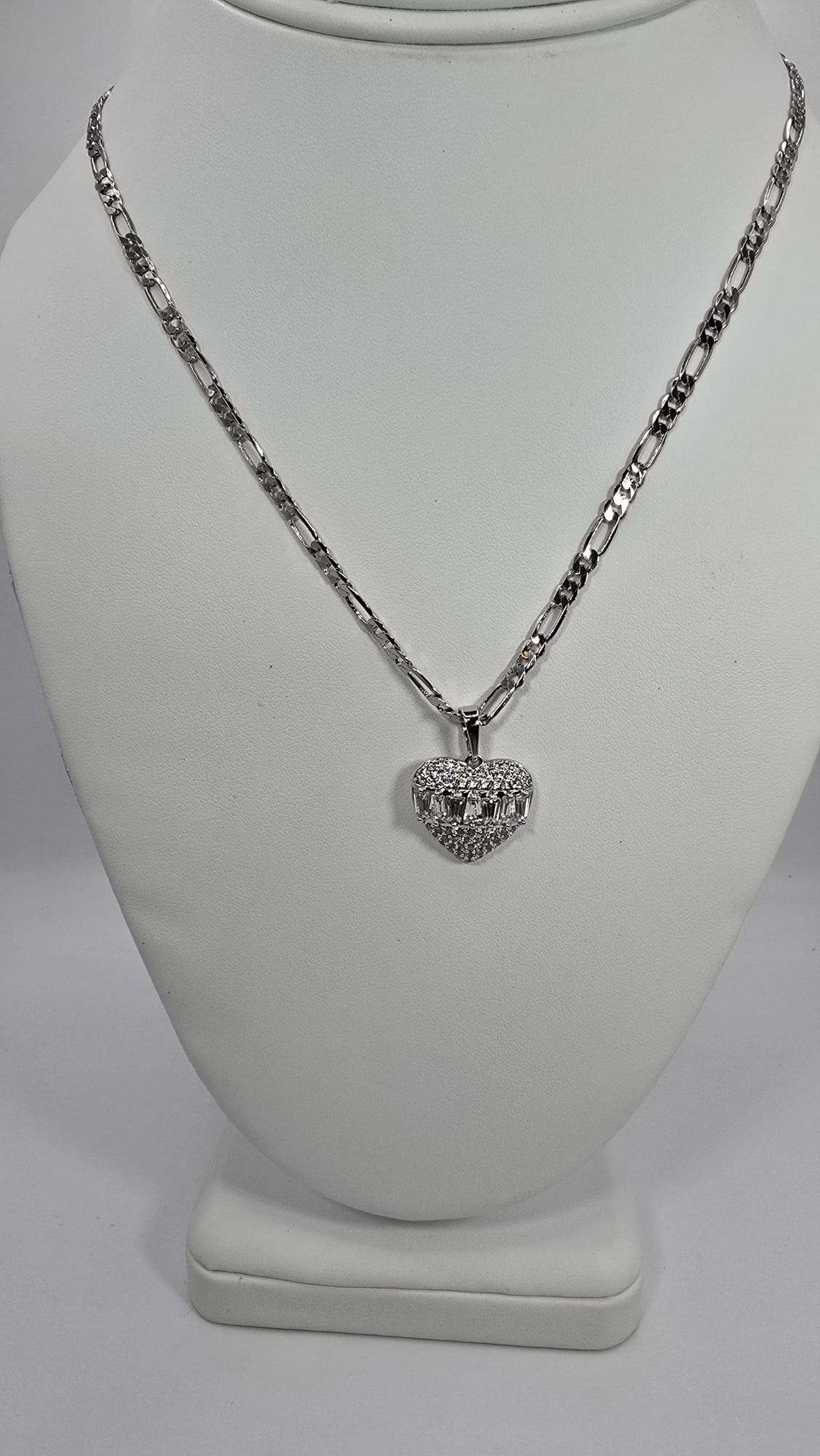 Silver Heart Charm w/ Diamonds