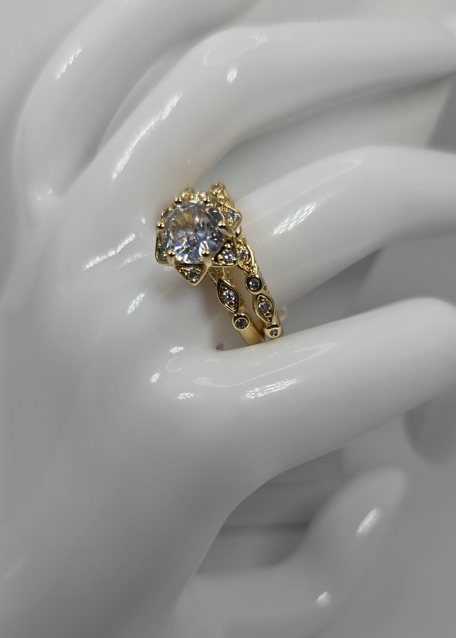 Anillos de oro de 14k de 2 piezas para mujer