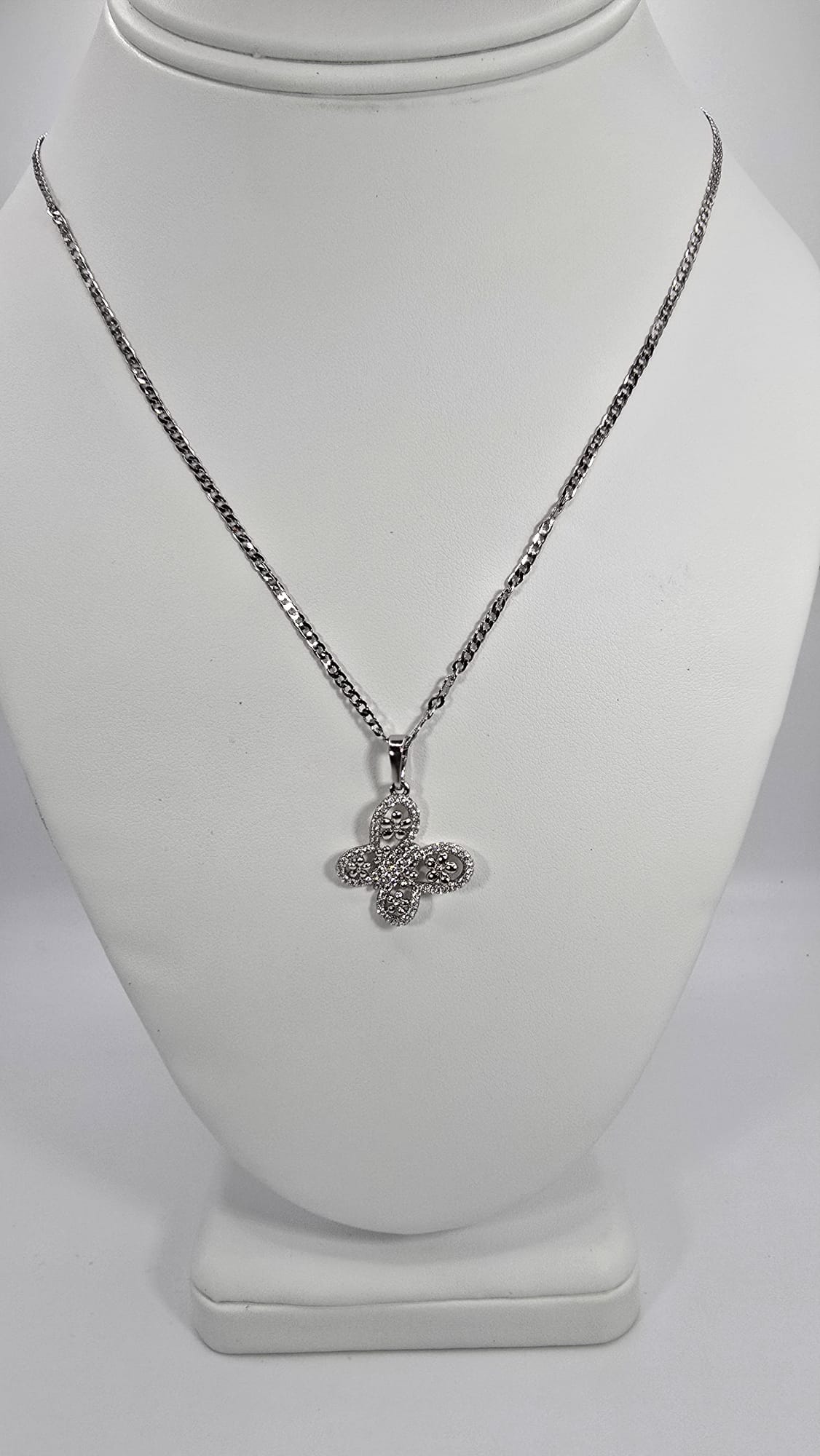 Silver Butterfly Charm w/ Flowers