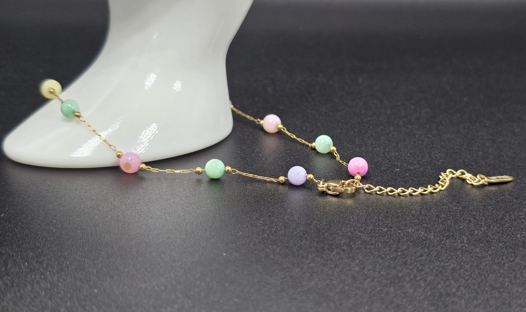 Pastel Beads Stainless Steel Anklet