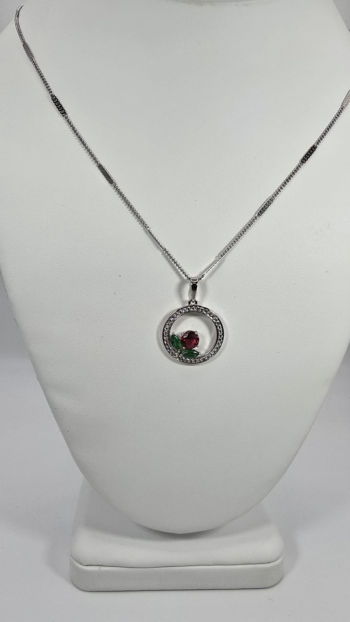 Circular Silver Charm w/ Colored Flower