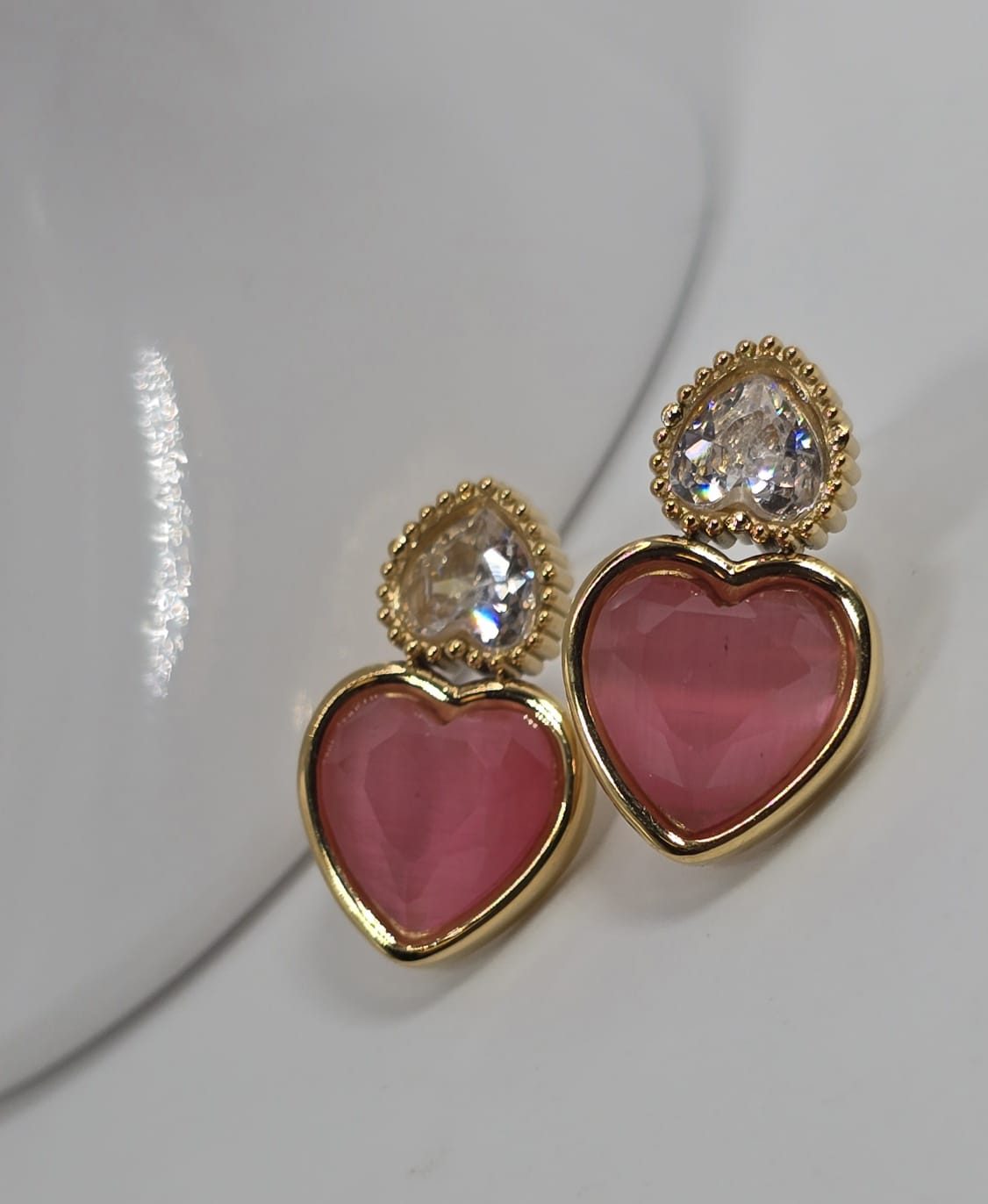 Stainless Steel Heart Teardrop Earrings