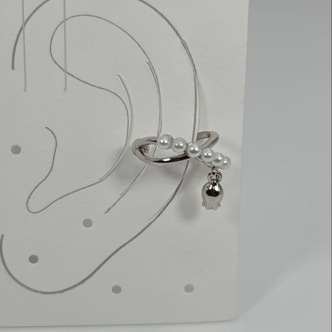 Silver Ear Cuffs for Women with Miniature Pearls