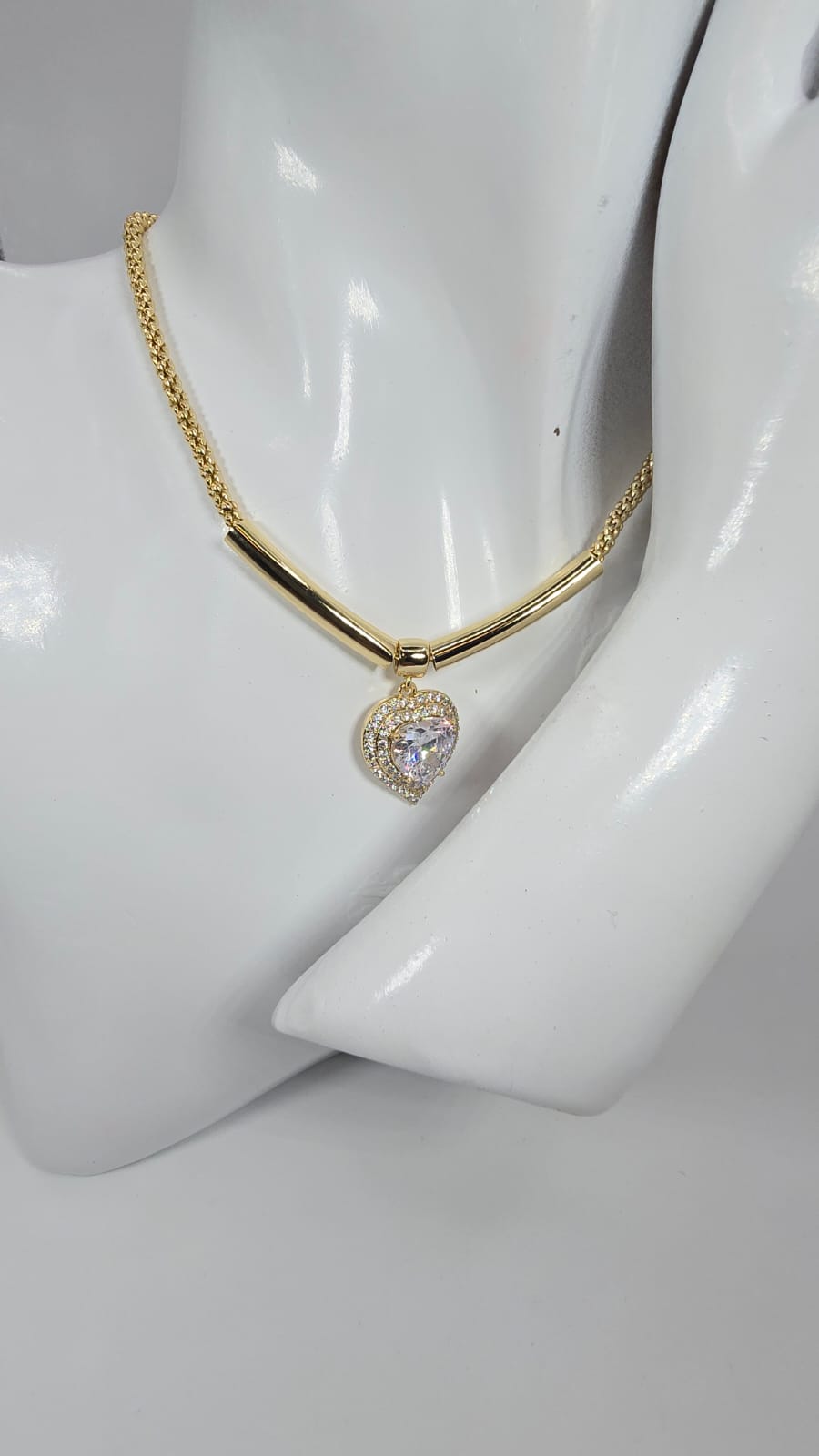 Gold Necklace for Women w/ Center Diamond