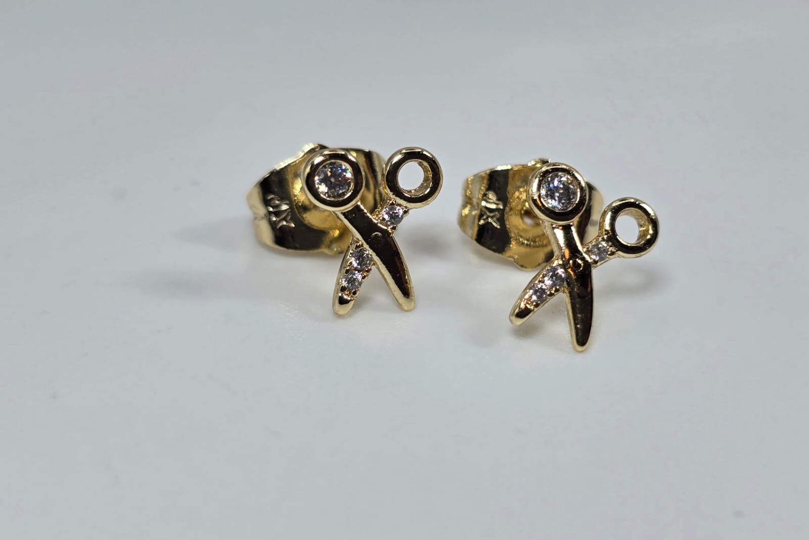 Tiny 14k Laminated Gold Scissor Earrings