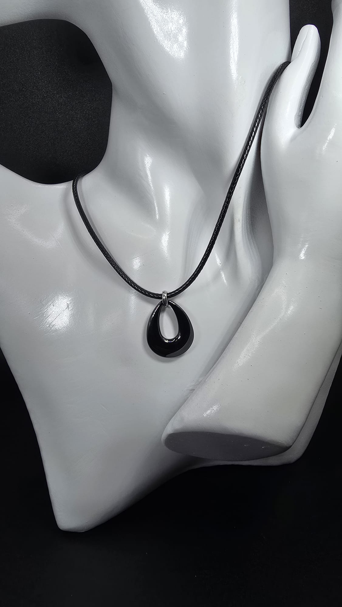 Men's Black Necklace with Pendant