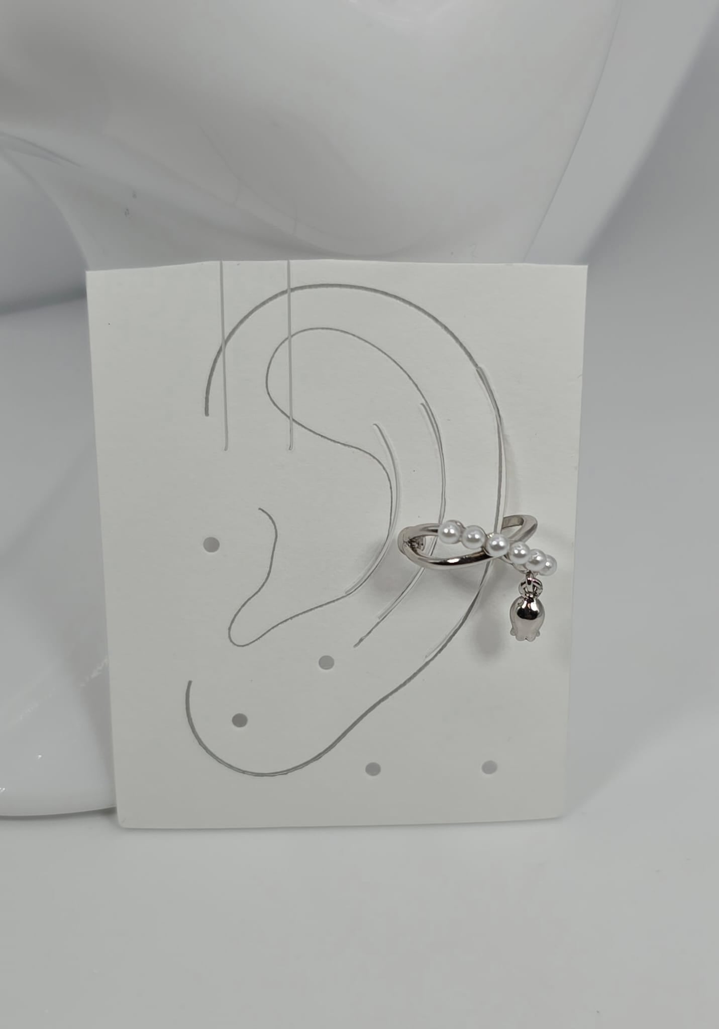 Silver Ear Cuffs for Women with Miniature Pearls