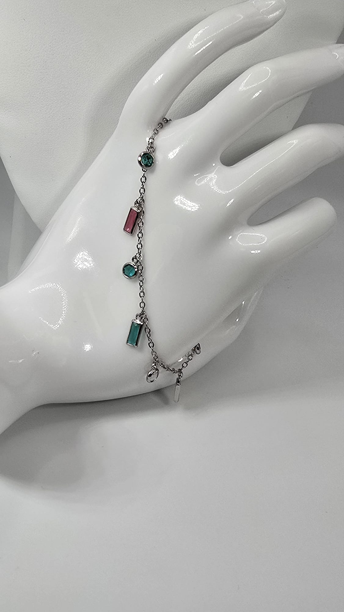 Silver Multi-colored Gem Bracelet